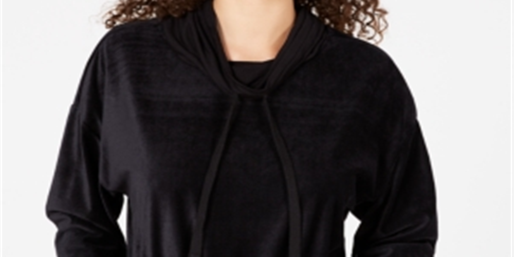 Rewash Junior's Funnel Neck Corduroy Top Black Size Large