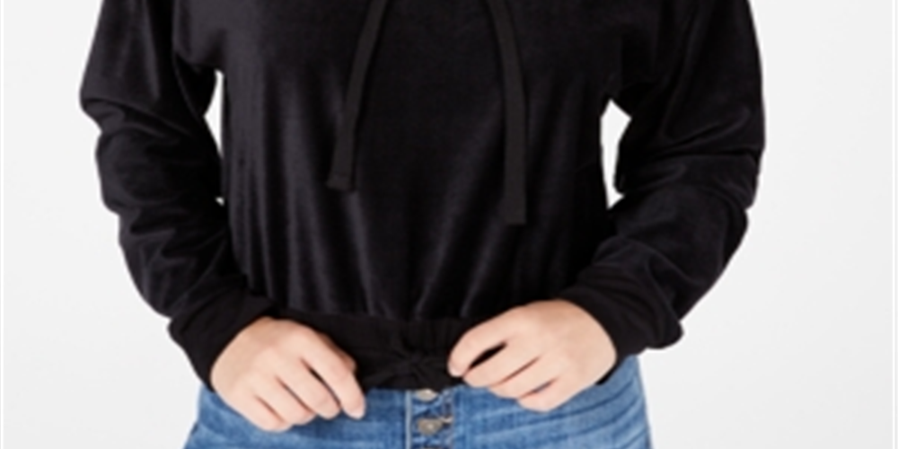Rewash Junior's Funnel Neck Corduroy Top Black Size Large