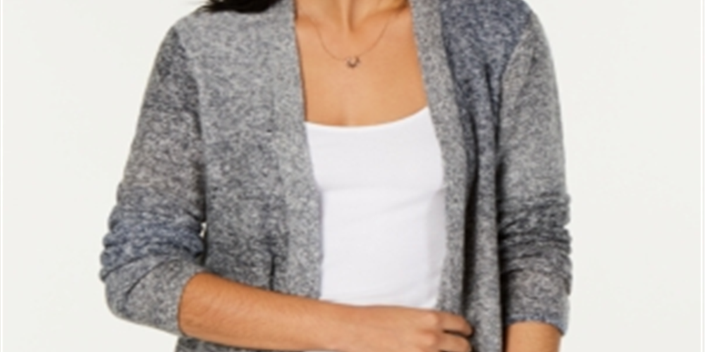 Style & Co Women's Ombre Open Front Cardigan Black Combo Size Petite S