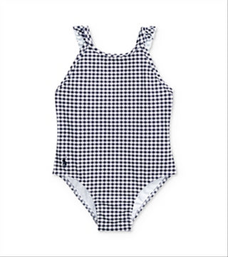 Ralph Lauren Girl's Gingham Ruffle Swimsuit Blue Size 9MOS