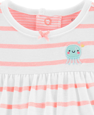 Carter's Baby Girl's 2 Piece Bodysuit Dress & Cardigan Set Pink  Size 9 Months