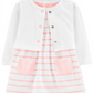 Carter's Baby Girl's 2 Piece Bodysuit Dress & Cardigan Set Pink  Size 9 Months
