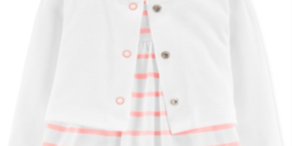 Carter's Baby Girl's 2 Piece Bodysuit Dress & Cardigan Set Pink  Size 9 Months