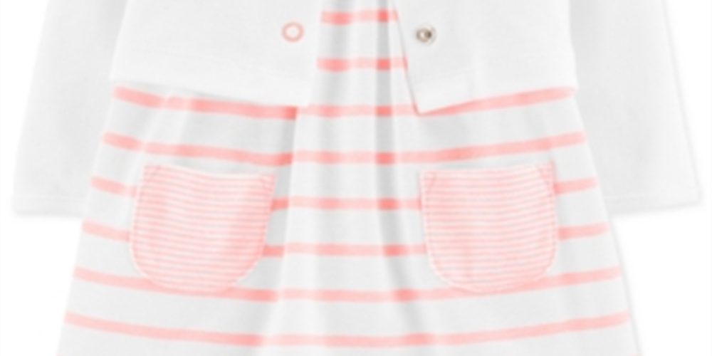 Carter's Baby Girl's 2 Piece Bodysuit Dress & Cardigan Set Pink  Size 9 Months