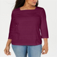 Karen Scott Women's Square Neck Lace Stripe Top Purple Size XX-Large