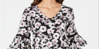 Alfani Women's Cord Inset Top Black Size Petite L