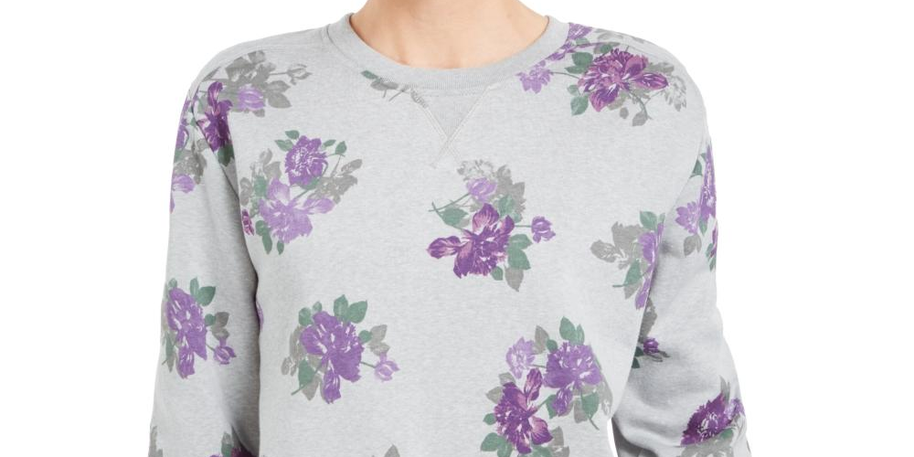 Karen Scott Women's Printed Crewneck Sweatshirt Gray Size PP