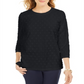 Karen Scott Women's Textured Dot Sweatshirt Black Size Petite Small