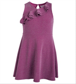 Epic Threads Big Girl's Metallic Ruffled Dress Purple Size X-Large