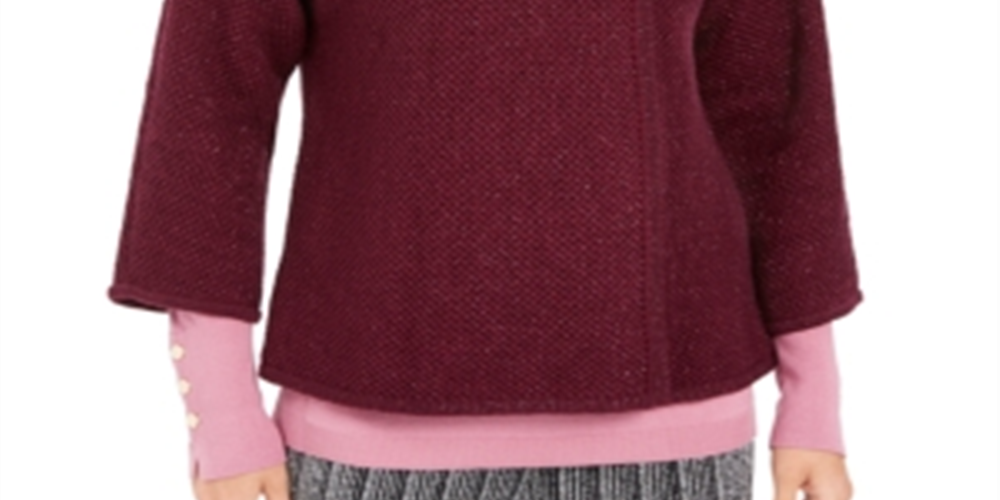 JM Collection Women's Holiday Party Metallic Textured Brooch Sweater Jacket Purple Size X-Small