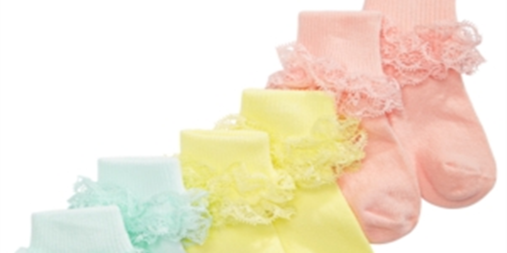 First Impressions Baby Girl's 3 Pk Lace Anklet Socks Yellow Size 0-6 MOS