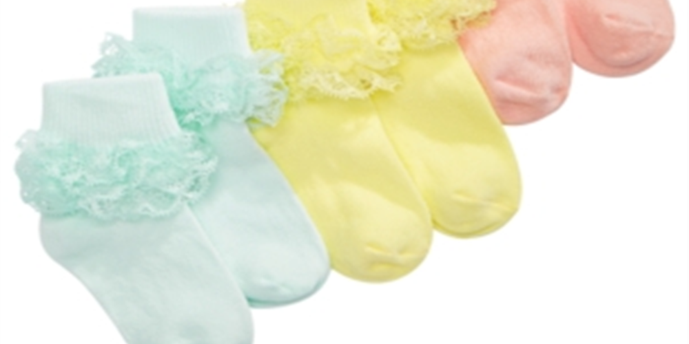 First Impressions Baby Girl's 3 Pk Lace Anklet Socks Yellow Size 0-6 MOS