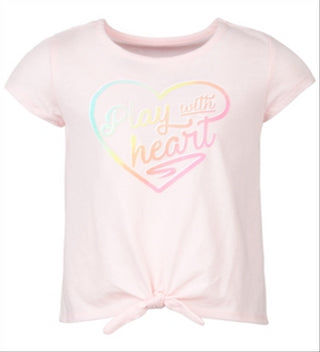 Ideology Little Girl's Heart Tie Front T-Shirt Pink Size 5