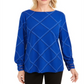 Charter Club Women's Plaid Embroidered Cuff Top Blue Size Petite XL