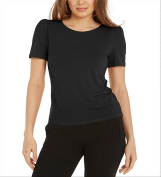 Bar III Women's Puff Sleeve T-Shirt Black Size Medium
