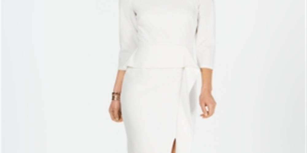 Vince Camuto Women's Angled Ruffle Sheath Dress White Size 6