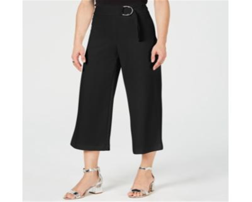 INC International Concepts Women's O Ring Culotte Pants Black Size 16 Petite