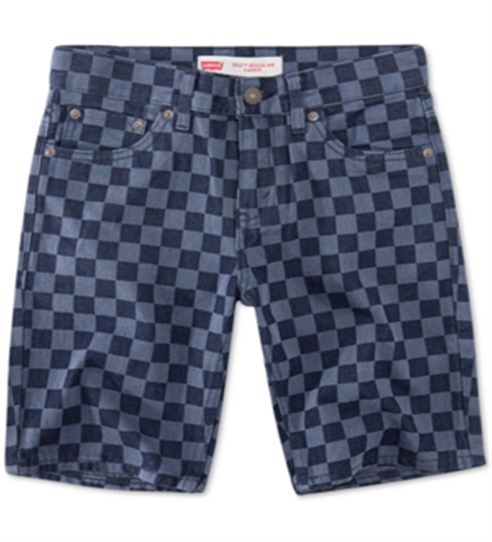 Levi's Big Boy's 502 Checkerboard Print Taper Fit Denim Shorts Blue Size 8 REG