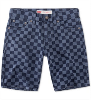 Levi's Big Boy's 502 Checkerboard Print Taper Fit Denim Shorts Blue Size 8 REG