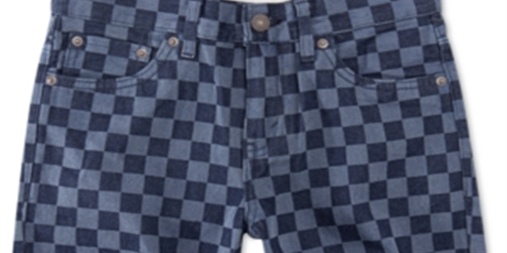 Levi's Big Boy's 502 Checkerboard Print Taper Fit Denim Shorts Blue Size 8 REG
