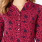 Charter Club Women's 3/4 Sleeve Printed Polo Top  Pink  Size Small