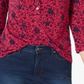 Charter Club Women's 3/4 Sleeve Printed Polo Top  Pink  Size Small