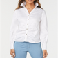 Thalia Sodi Women's Ruched Balloon Sleeve Shirt White Size Large