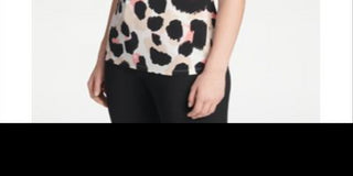 DKNY Women's Side Ruched Printed Top Pink Size Petite Small