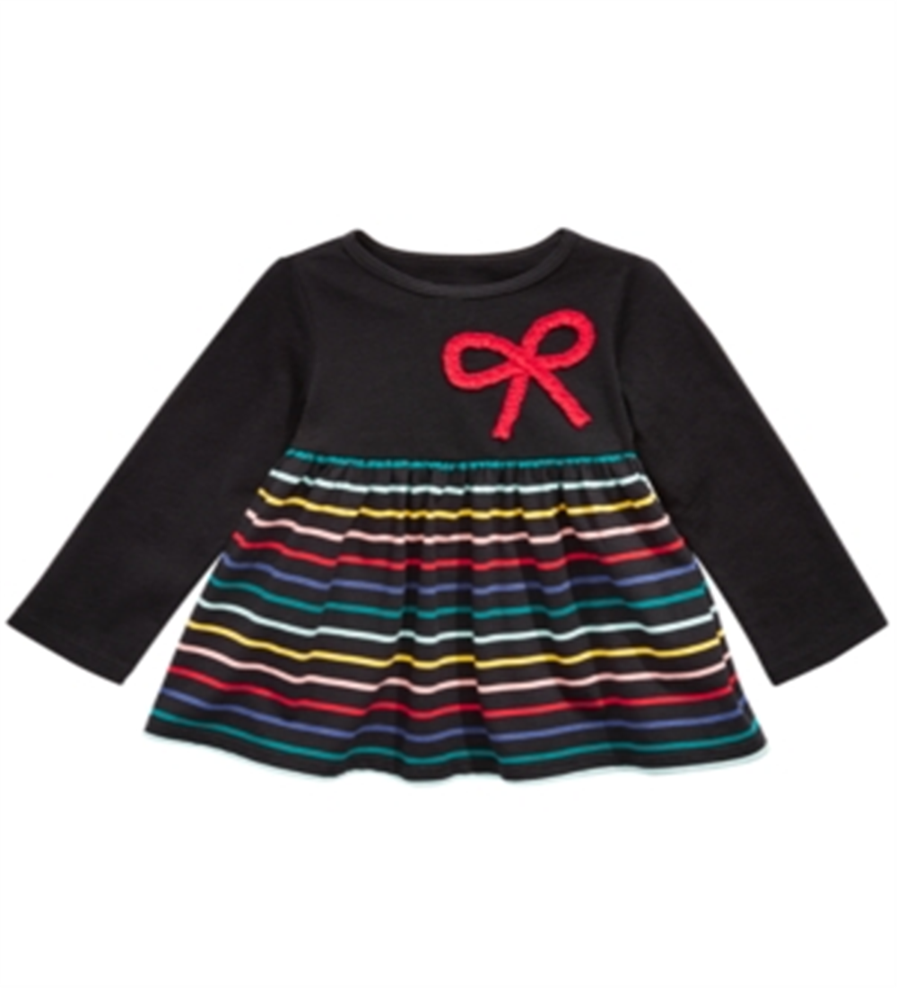 First Impressions Baby Girl's Bow Applique Stripe Tunic T-Shirt Black Size 12MOS