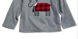 First Impressions Toddler Boy's Plaid Elk T-Shirt Gray Size 2T