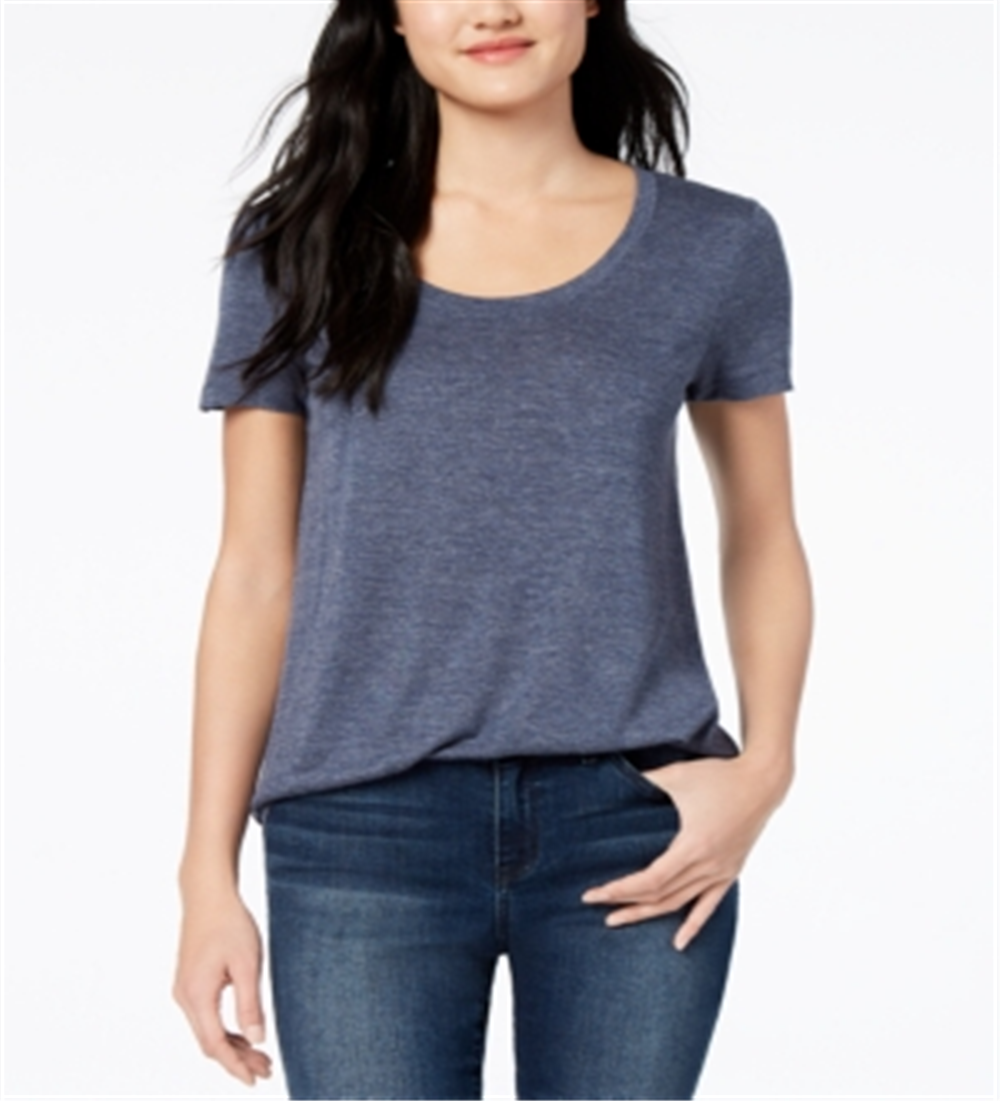 Maison Jules Women's Scoop Neck T-Shirt Blue Size Large