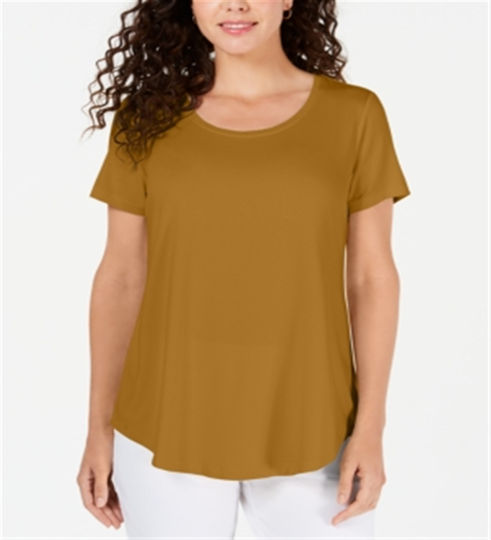 JM Collection Women's Scoop Neck Top Yellow Size Large