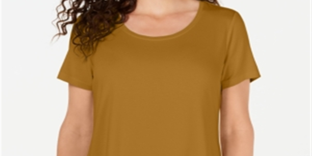 JM Collection Women's Scoop Neck Top Yellow Size Large