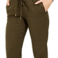 Michael Kors Women's Drawstring Waist Linen Pants Olive Green Size 0