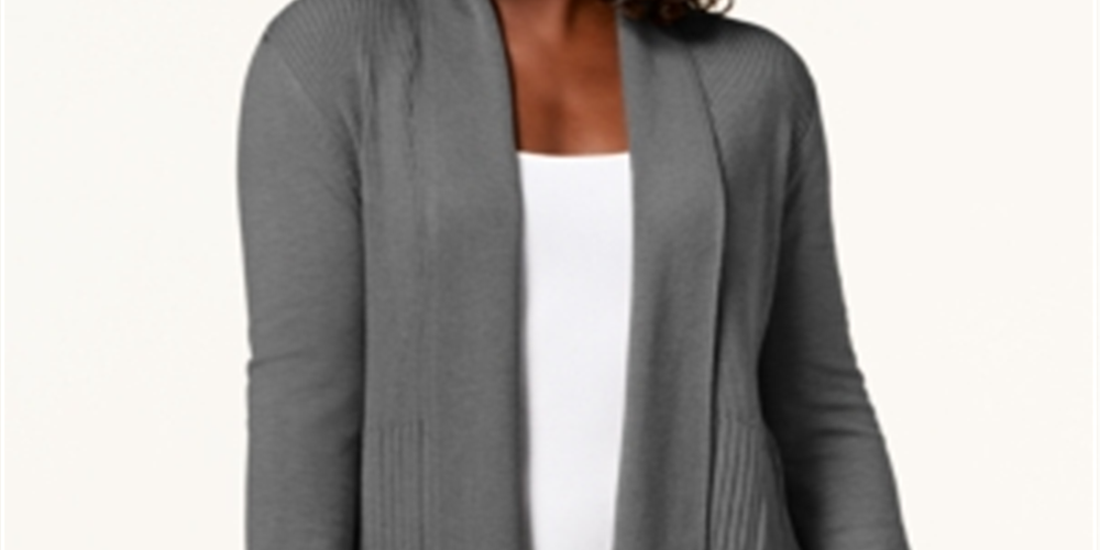 Karen Scott Women's Shawl Collar Cardigan Gray Size XX-Large