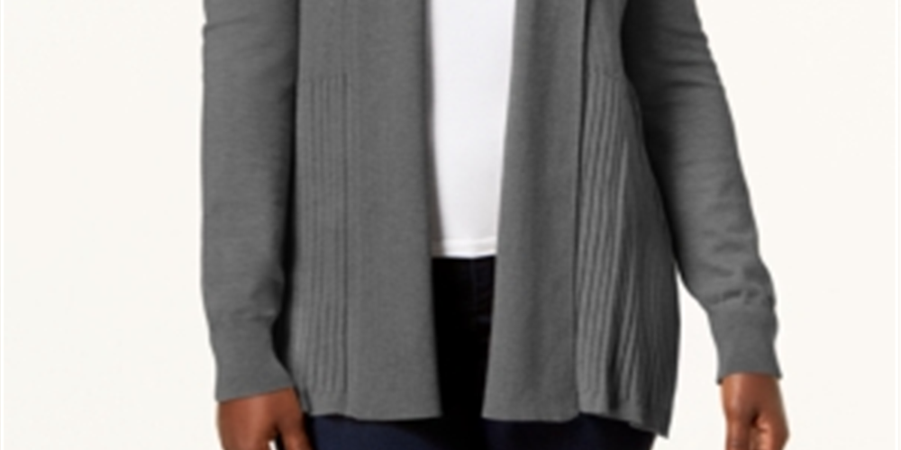 Karen Scott Women's Shawl Collar Cardigan Gray Size XX-Large