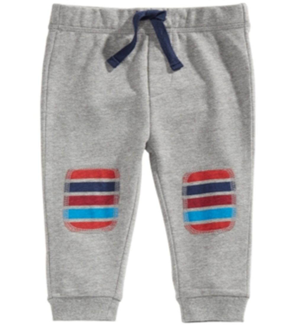First Impressions Toddler Boy's Striped Patch Jogger Pants Gray Size 4T