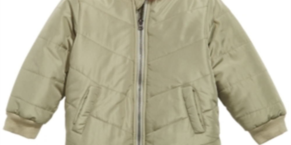 First Impressions Baby Boy's Hooded Chevron Jacket with Faux Fur Trim Green Size 3-6MOS