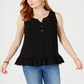 Style & Co Women's Sleeveless Ruffle Hem Top Black Size Petite XL