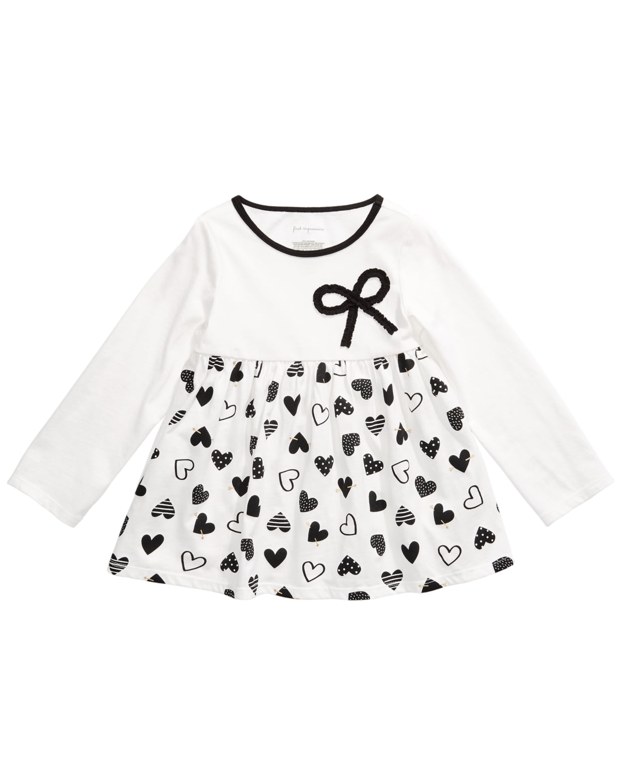 First Impressions Infant Girl's Cotton Printed Hearts Tunic Angel White Size 6-9 Months