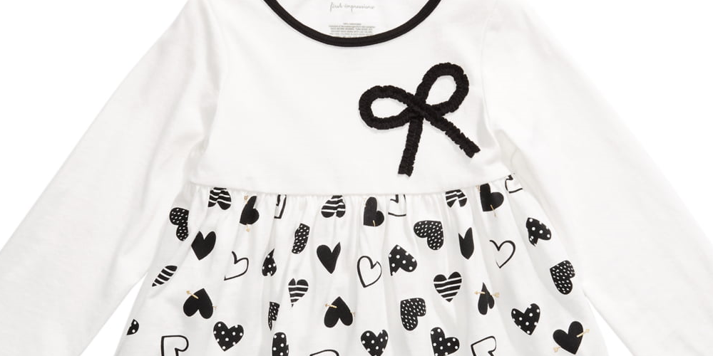 First Impressions Infant Girl's Cotton Printed Hearts Tunic Angel White Size 6-9 Months