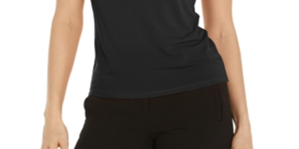 Bar III Women's Puff Sleeve T-Shirt Black Size Large