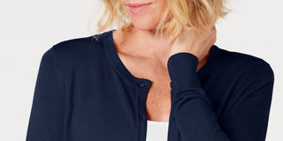 Charter Club Women's Crewneck Cardigan Blue Size Petite L