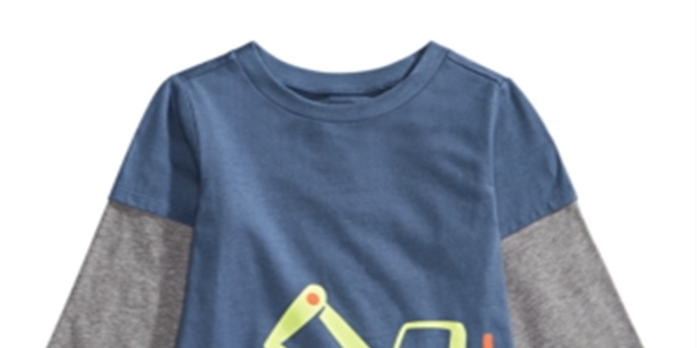 First Impressions Toddler Boy's Bulldozer Print Layered Look T-Shirt Blue Size 2T