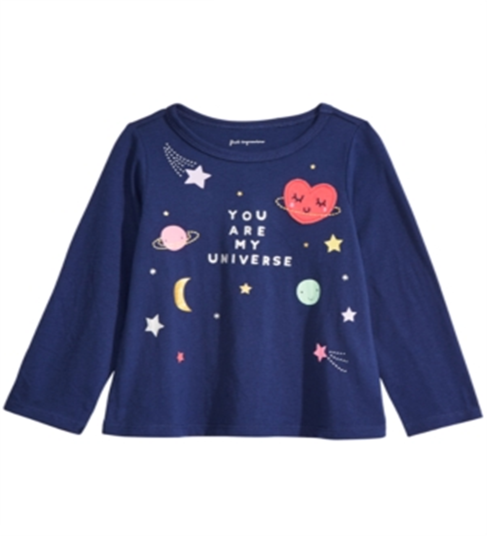 First Impression Baby Girl's Cotton Long Sleeve Universe T-Shirt Blue Size 3-6MOS
