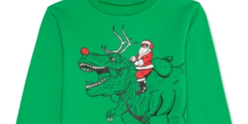 Jem Big Boy's Santa Rex Sweatshirt Kelly Green Size X-Large