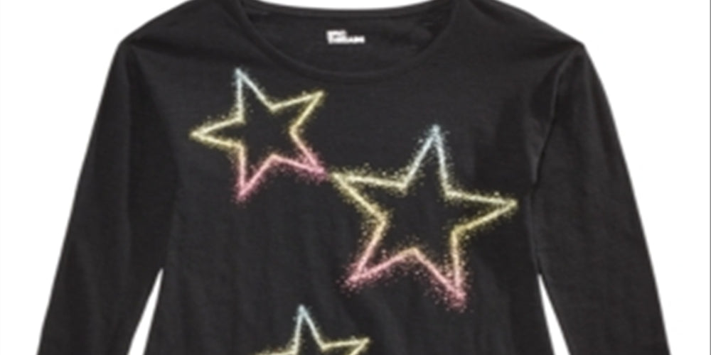 Epic Threads Big Girl's Neon Star T-Shirt Black Size Medium