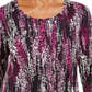 JM Collection Women's Printed Shirttail Hem Top Black Size Petite Small