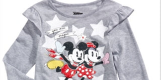 Disney Little Girl's Skating Mickey & Minnie T-Shirt Gray Size 5