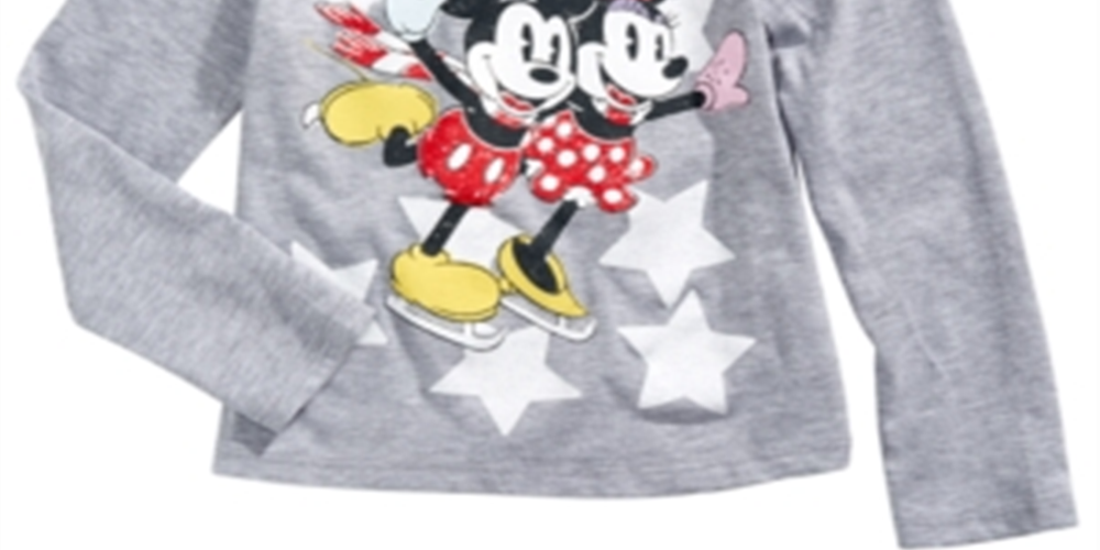 Disney Little Girl's Skating Mickey & Minnie T-Shirt Gray Size 5